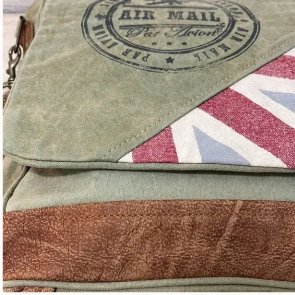 Vintage “Par Avion – Air Mail” Canvas and Leather Messenger Bag - Picture 4 of 16